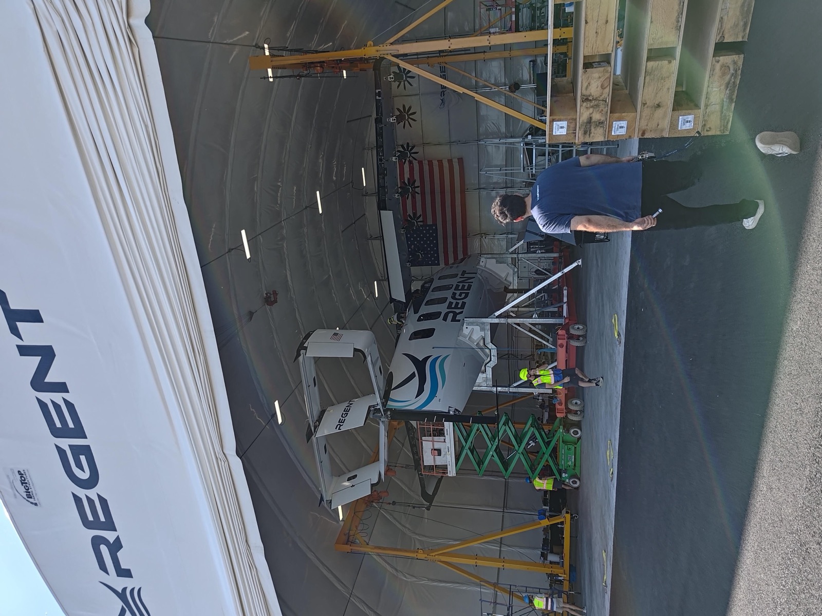 Ashwin walking into the REGENT sea glider hangar
